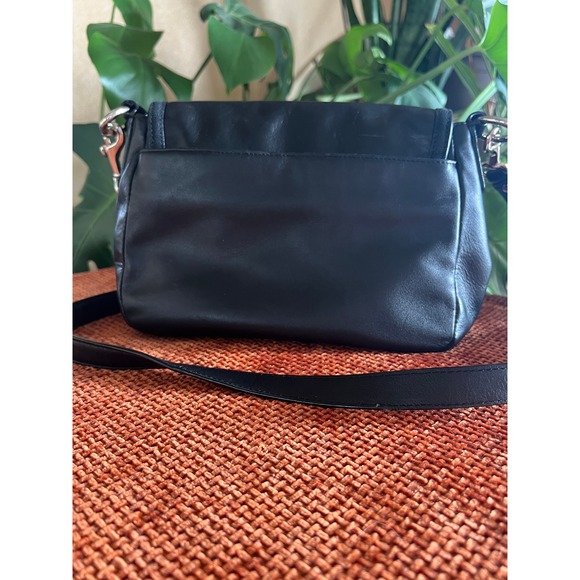 Coach Black Leather Crossbody Bag Lizard Trim Silver Hardware - Picture 5 of 13